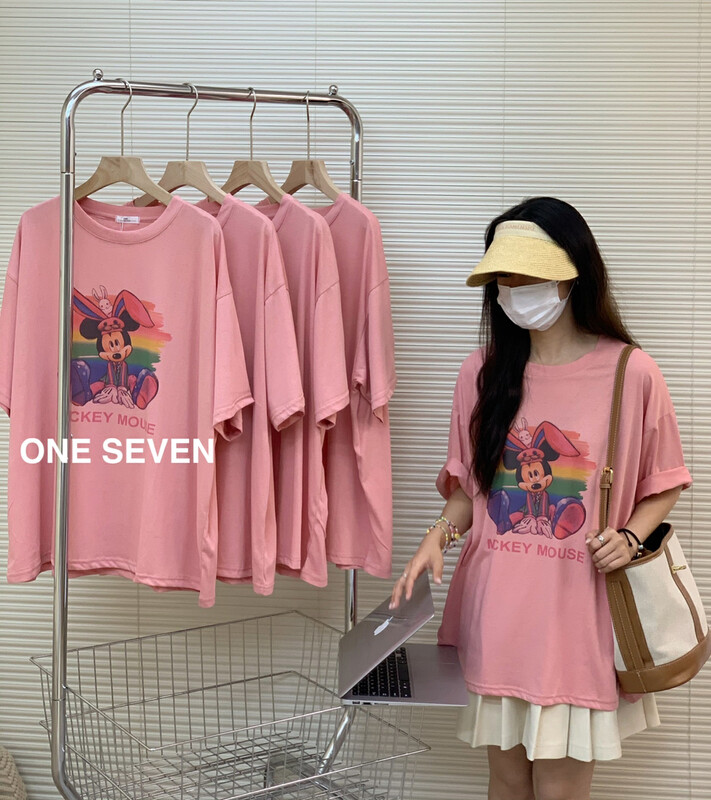 原價39.48! 【ONE SEVEN】寬鬆米奇印花舒適短袖T恤  5156#  XYY