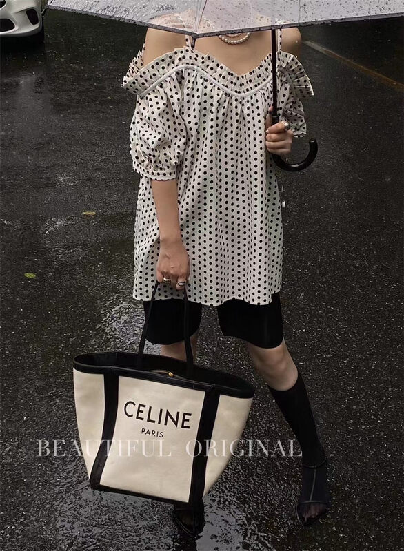 [B-O] line shoulder wave dot thin shirt 87327# XYJ