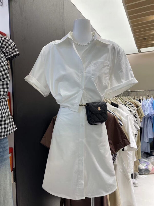 [dream fly] design waist shirt dress 61330# XJ