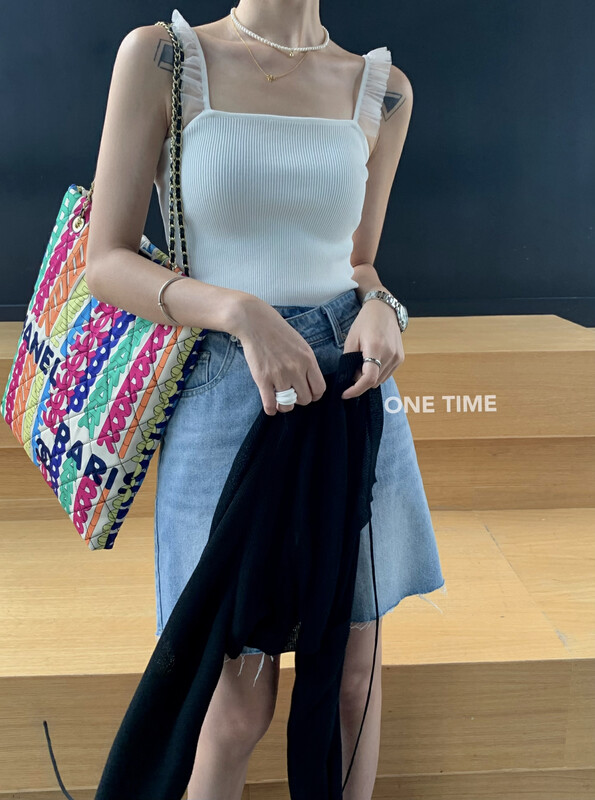 Original price 56.40! [one time] lace splicing fashion vest / suspender ss9009# jhy