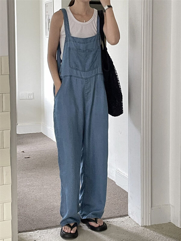 [clean space] Korean casual loose denim suspenders 31598 \cqw