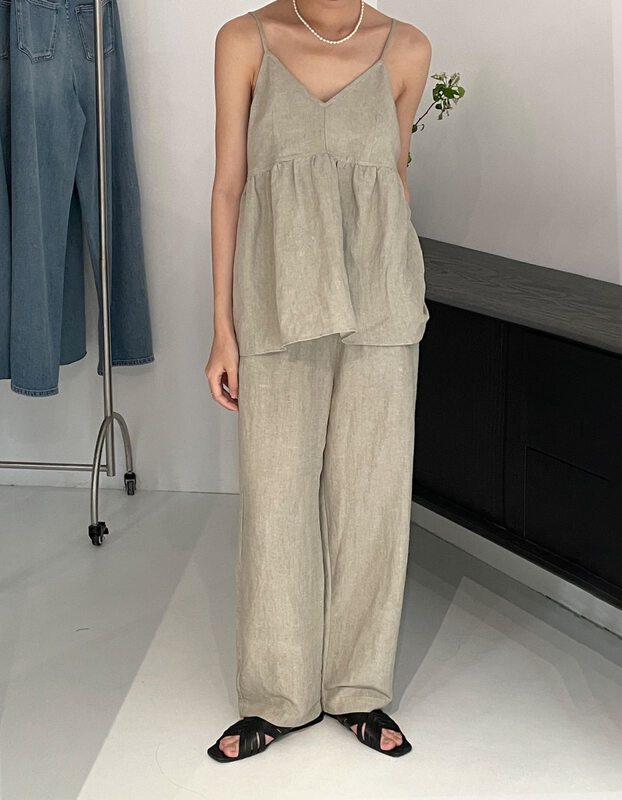 Basic 6 colors available [clean space] Korean version simple Tencel ramie nine point casual pants 31986 \cqw