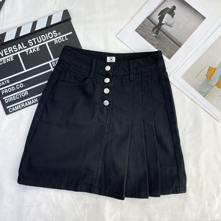 [-5kg] design niche pleated arm wrapped denim skirt 2723# ll