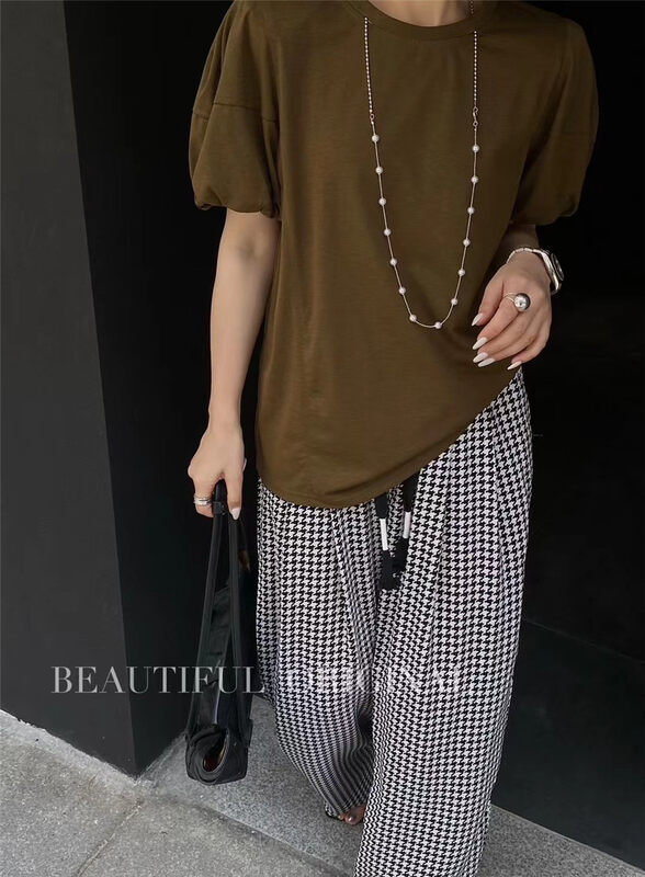 [B-O] casual simple Pullover short sleeve T-shirt (with chain) 87323# XYJ