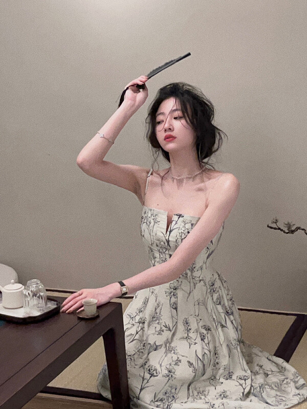 [w design] French retro slim dress + Strapless vest set 44871# WPL