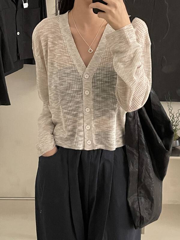 Silk and hemp yarn, recommended item in summer [clean space] simple Korean long sunscreen loose and versatile knitted cardigan 33130# cqw