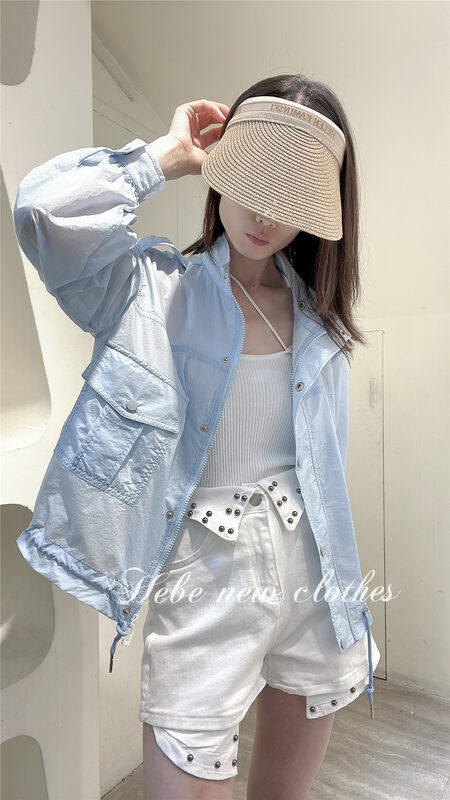 [Hebe] fashionable loose single breasted sunscreen shirt 3235# XYJ