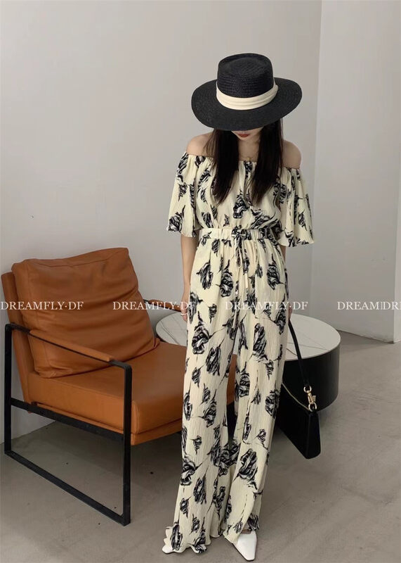 [dream fly] modern fashion off shoulder wide leg Jumpsuit 61208# XJ
