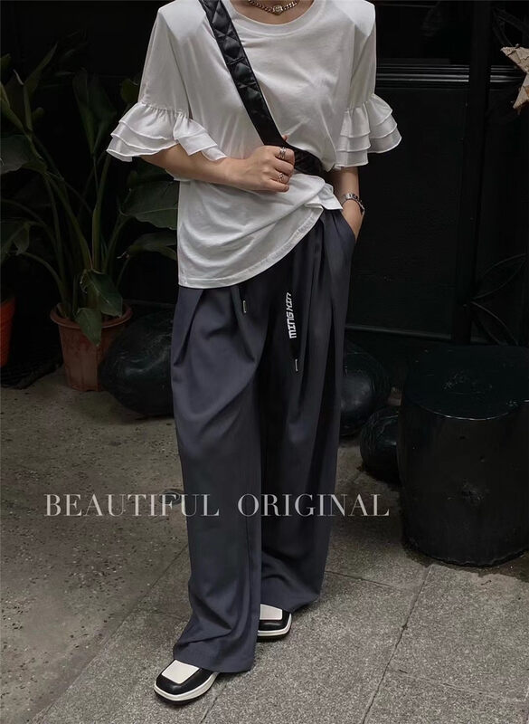 [B-O] design sense Tencel Ruffle sleeve short sleeve T-shirt 67074# XYJ