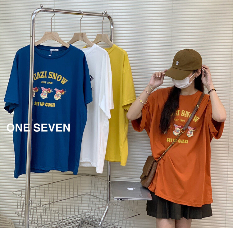 【ONE SEVEN】時尚寬鬆雪人印花短袖T恤  5150#  XYY
