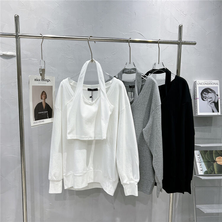 New year in early spring! [white] V-neck clean color versatile sweater (with vest) 10518# WPL