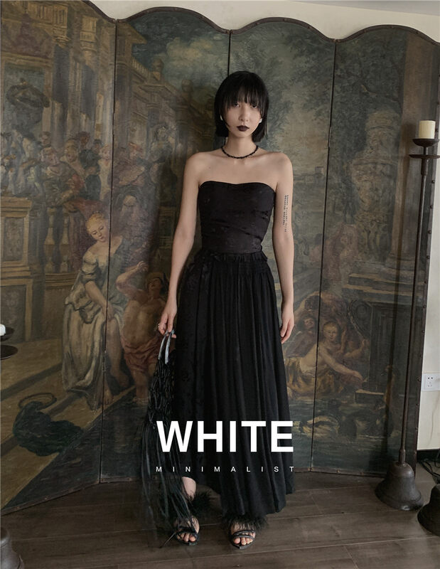 [white] pleated temperament versatile skirt 88399# XYJ