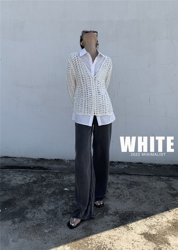 Cxdhh/ new year in early spring! [white] V-neck hollowed out temperament shirt ys1-xc9-b-10218# WPL