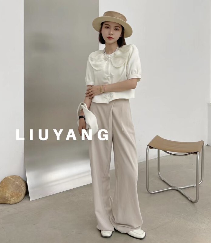 New in early summer! [liu-y] pan buckle small fragrance short sleeved shirt 66028# XJ