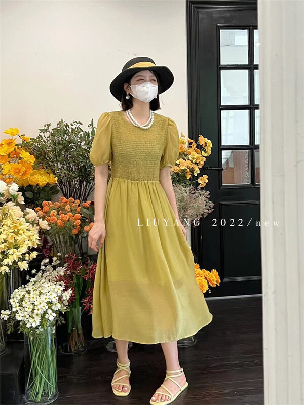 [liu-y] Tencel chest elastic Pleated Dress 66057 \xj
