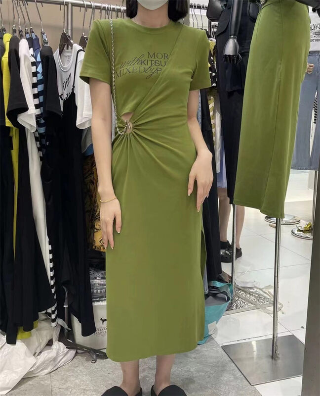 [top] hollow chain design slim dress (removable with chain) 9393# zjy