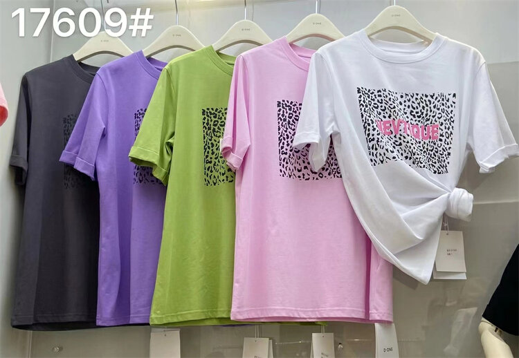New year in early spring! [liu-y] leopard print lettered short sleeve T-shirt 17609# XJ