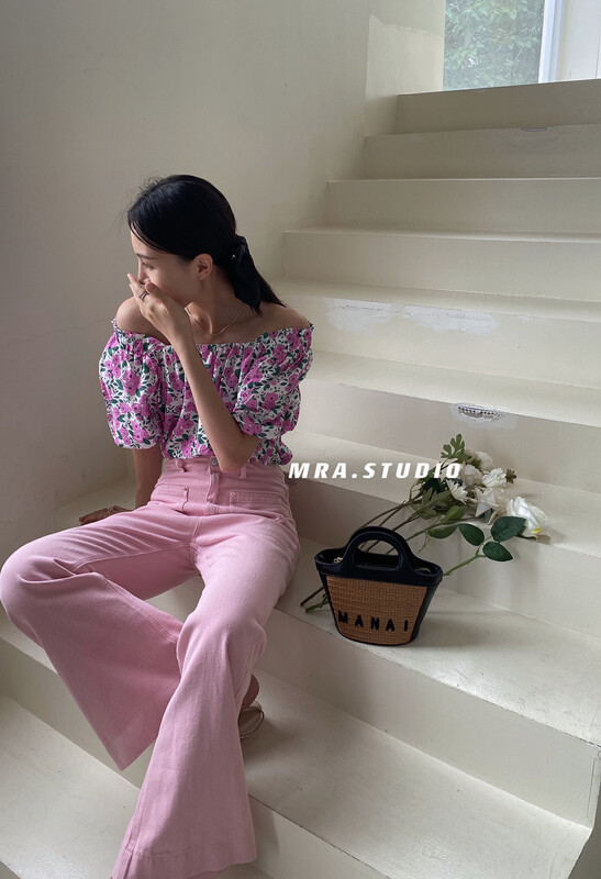 Original price 62.04! [MRA] Korean style square neck floral sundry shirt l1105# cqw