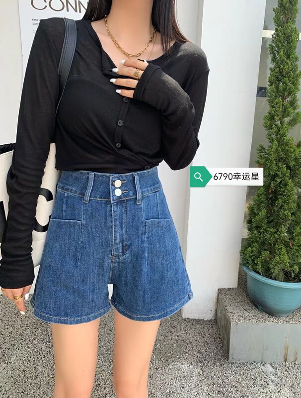 [J-star] Korean version of versatile fashion high waist denim shorts 6790# Cl