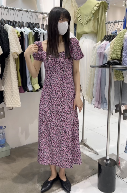 [liu-y] French square neck floral dress 16733# XJ