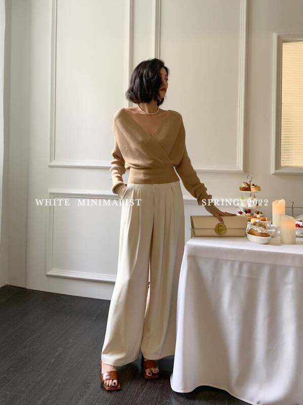 New year in early spring! [white] simple temperament wide leg casual pants 75819# XYJ