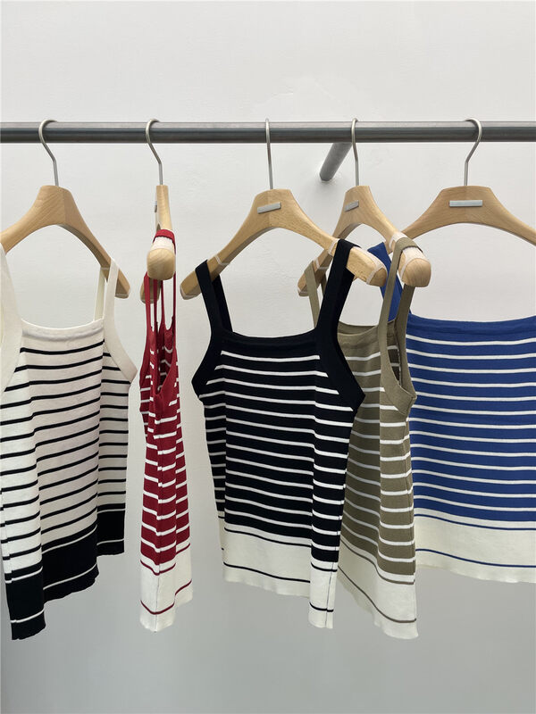 [blowing's] basic versatile striped knitted vest / suspender 68153# CSX