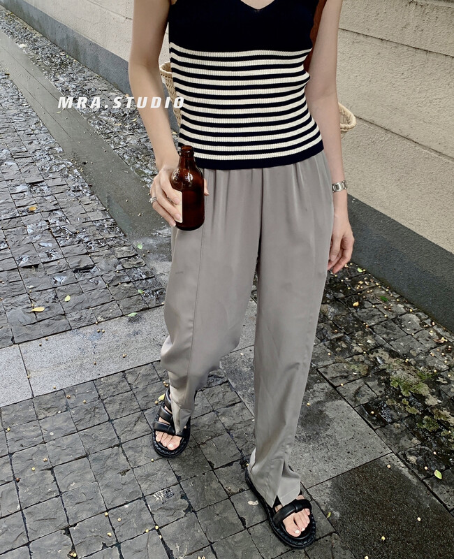 Original price 62.04! [MRA] design sense split slim casual pants j2323