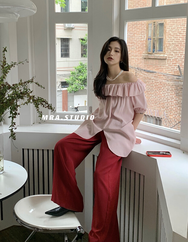 New year in early spring! [MRA] Korean style versatile simple color net wide legged trousers h8006# zxl