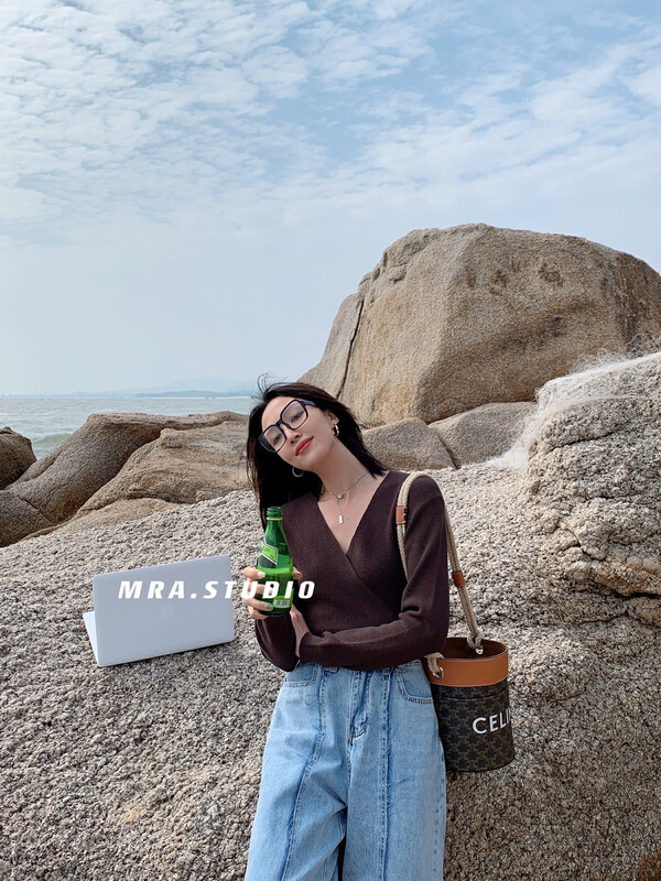 Original price 55.67! New year in early spring! [MRA] Vintage bandage temperament knitted cardigan kd3521# zxl