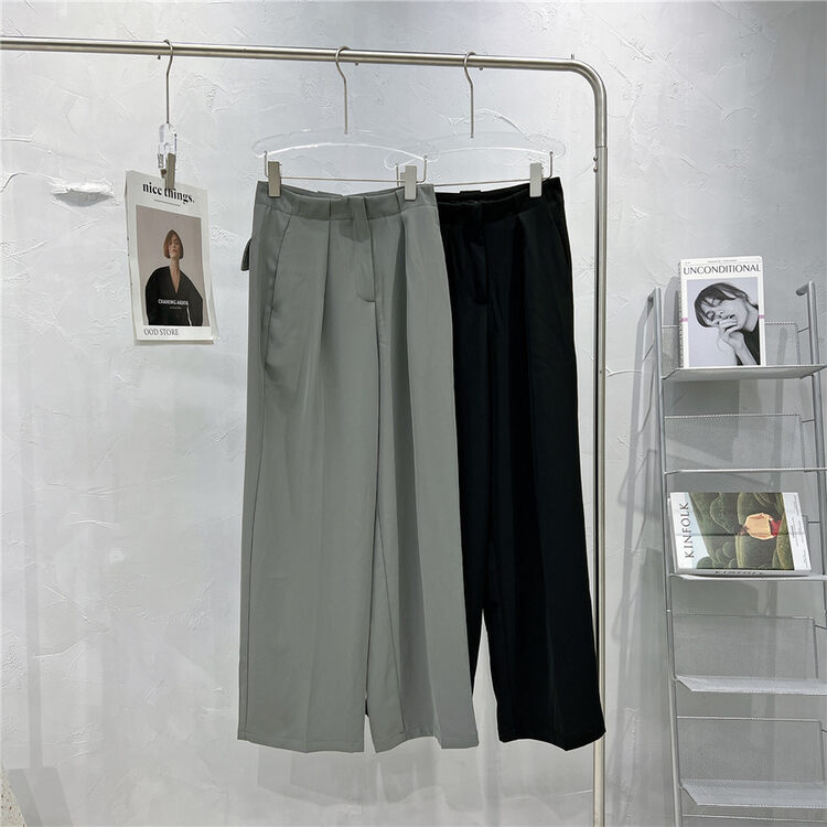 New year in early spring! [white] Korean version simple wide leg casual pants 10530 × WPL