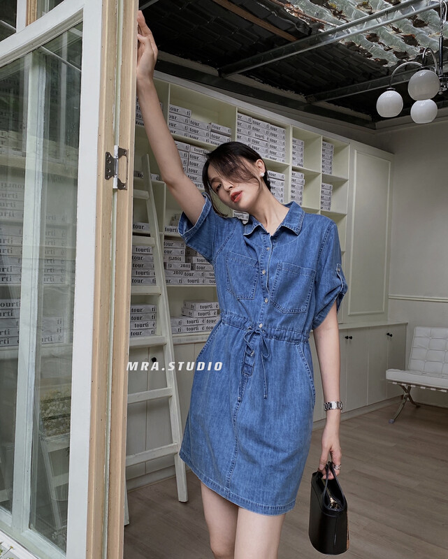 [MRA] big brand simple lace up dress denim skirt xt5072