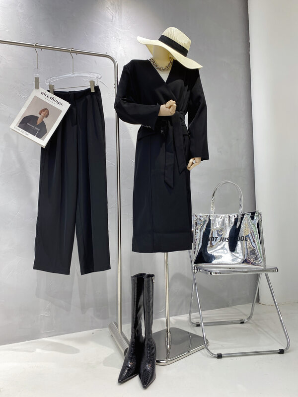 Cxdhh/ new year in early spring! [white] V-neck double breasted clear color trench coat ys1-xc9-w-10559\wpl