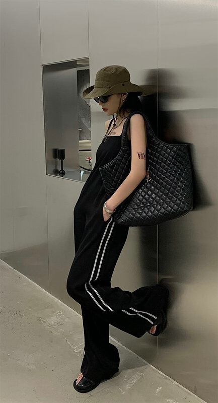 [ID] contrast edge design, fashionable and simple sleeveless suspender Jumpsuit 9531# LSL