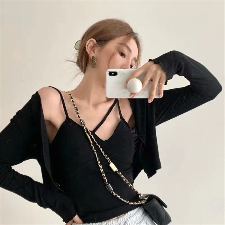 [top] design sense belt cushion suspender + loose and versatile sunscreen cardigan suit ys1-9602 \zjy