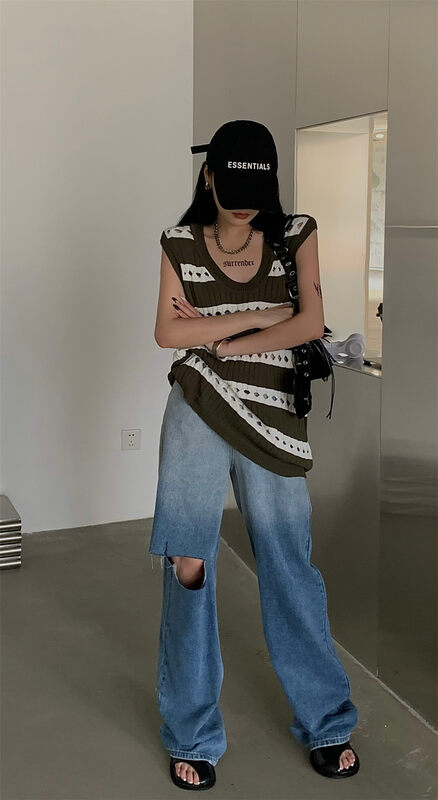 [ID] round neck STRIPED FASHION vest / sling 803# LSL