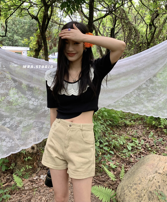 [MRA] Korean style simple and versatile ins style denim shorts m1877# zxl