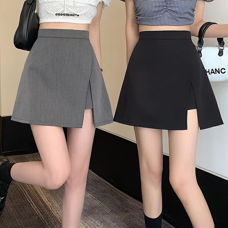 [Gangan] irregular high waist light proof A-line versatile slim skirt 2850 # Cl