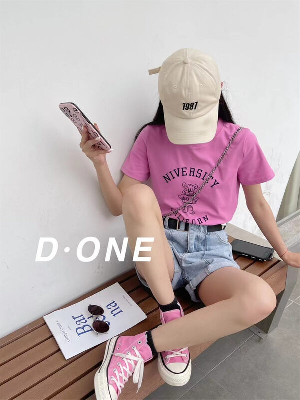 [liu-y] Korean printed short sleeved T-shirt 88273# XJ