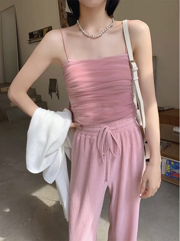 [Gangan] mesh bottomed bra integrated back vest / suspender (with bra pad) 2835# Cl
