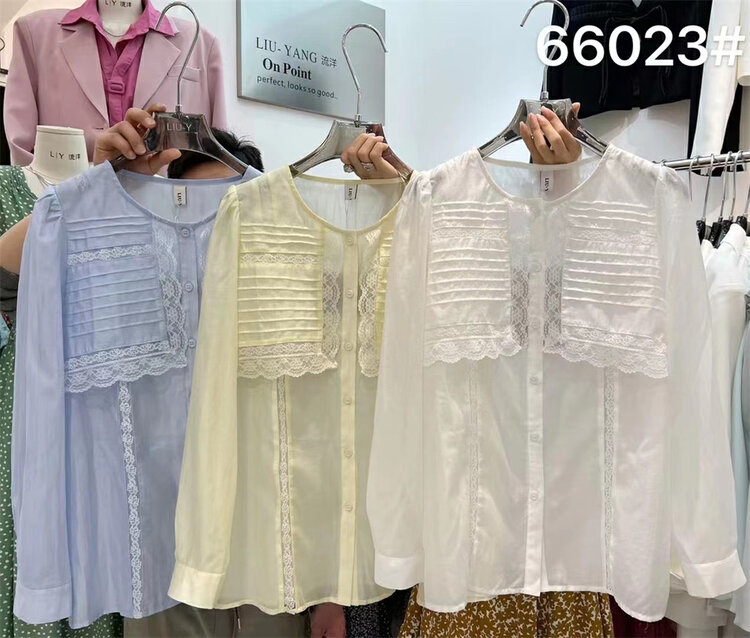 New year in early spring! [liu-y] Korean lace single breasted blouse 66023# XJ