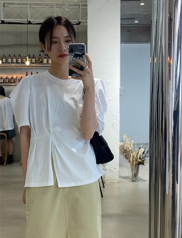 [blowing's] basic versatile round neck solid short sleeve T-shirt 68130# JJ