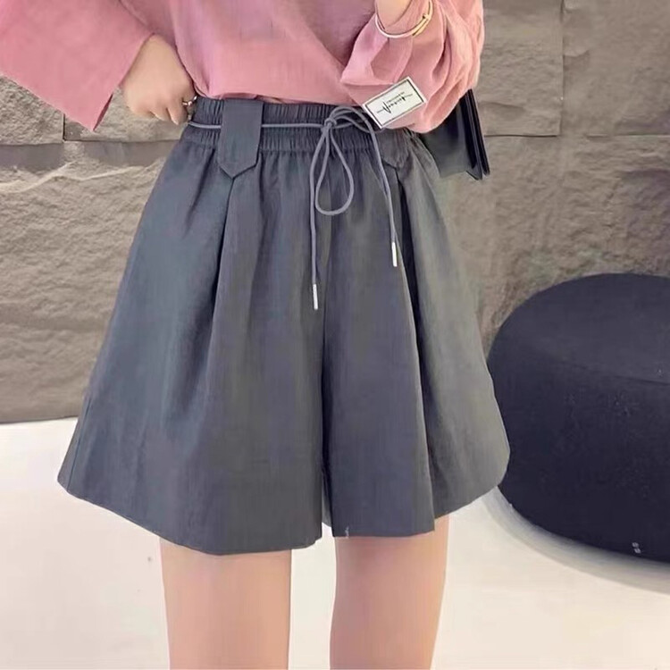 [Gangan] lace up elastic high waist casual shorts (with waist rope) 2826# Cl