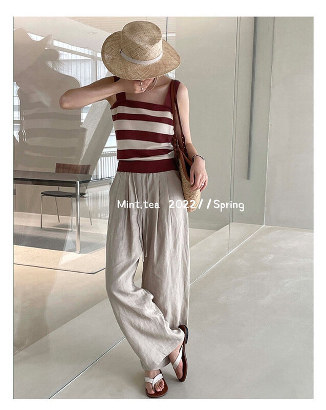 [mint tea] striped knitting versatile vest / sling 22189\zjy