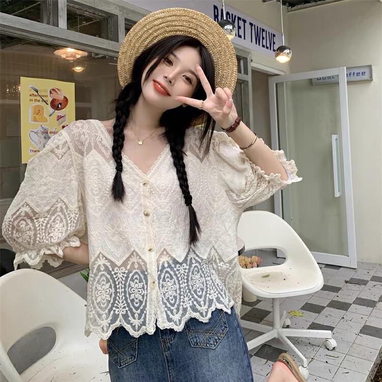 [Gangan] design French sweet lace shirt 2858 # Cl