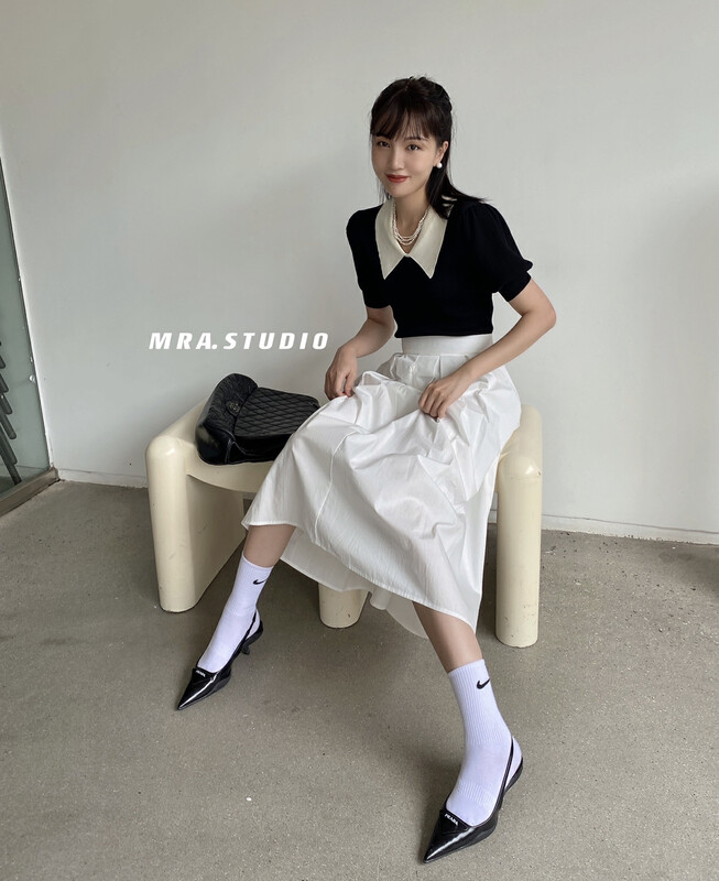 [MRA] contrast stitching temperament Xiaoxiang sweater m1881