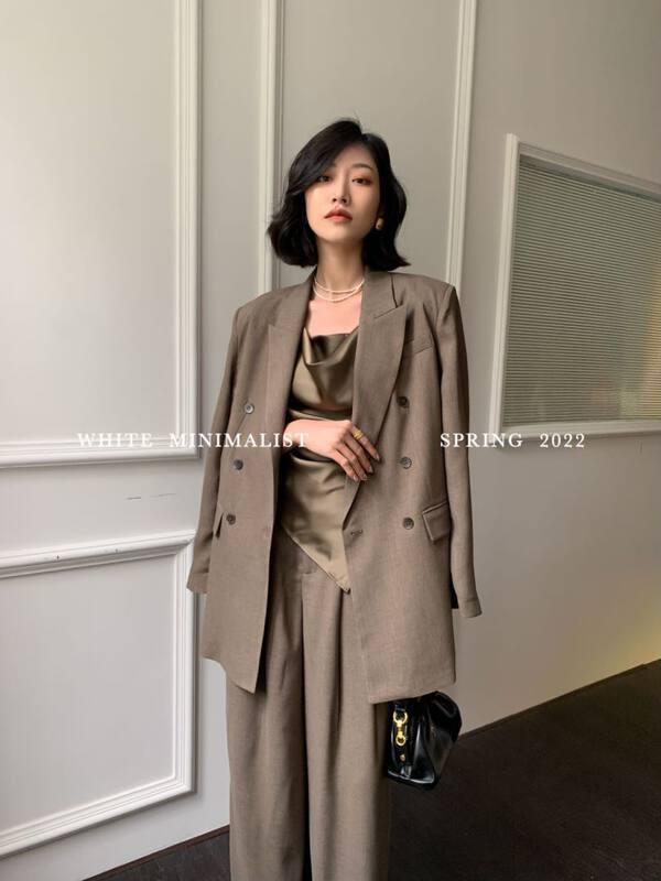 New year in early spring! [white] simple and fashionable double breasted clear color suit 75818# XYJ