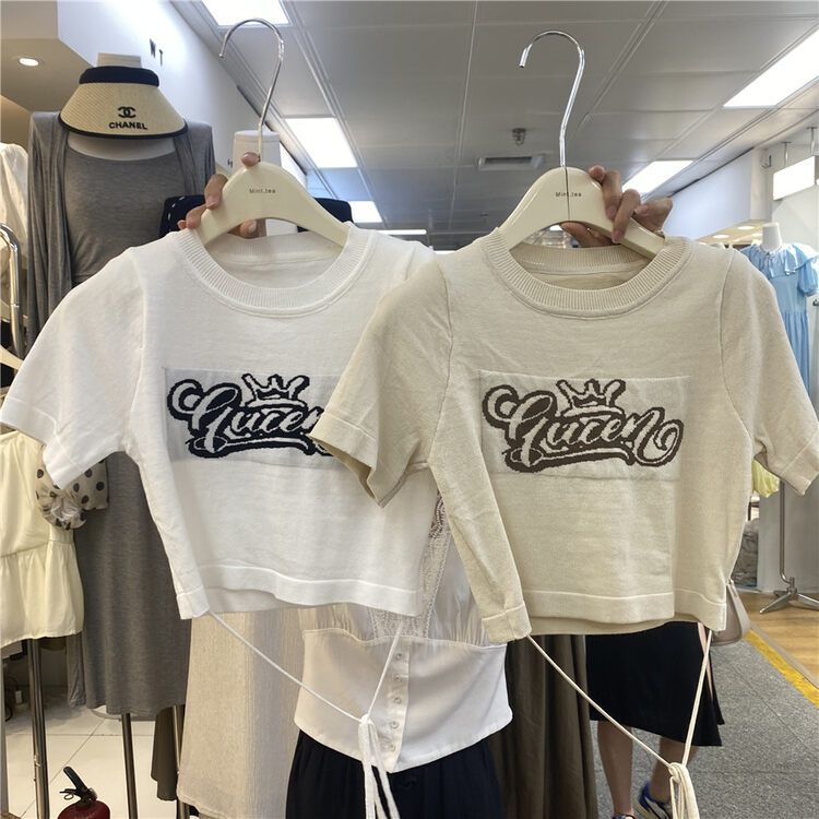 [mint tea] short letter lace up T-shirt 22187# zjy