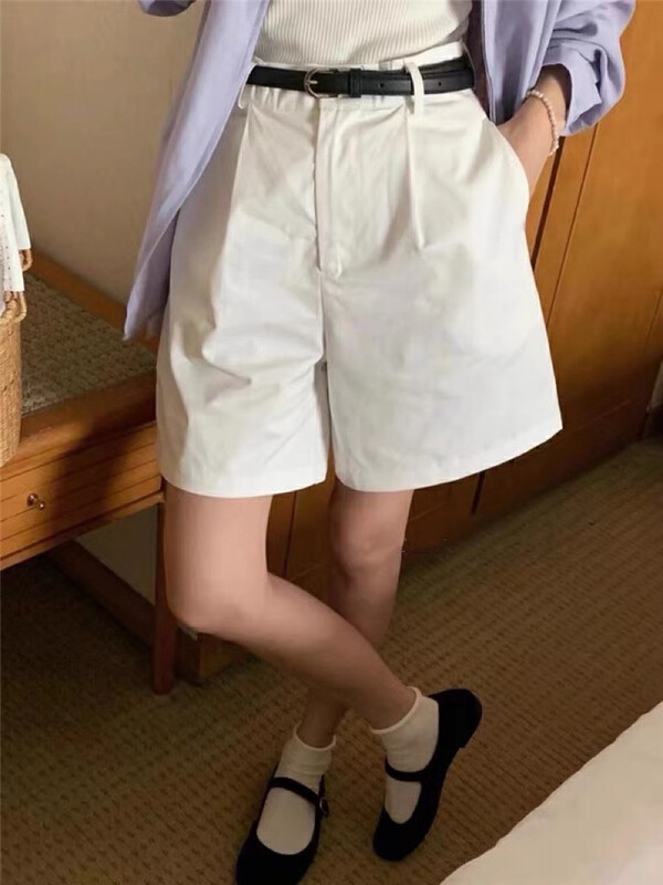 [vast charm] straight tube loose and thin casual shorts (with belt) 8009# CLS