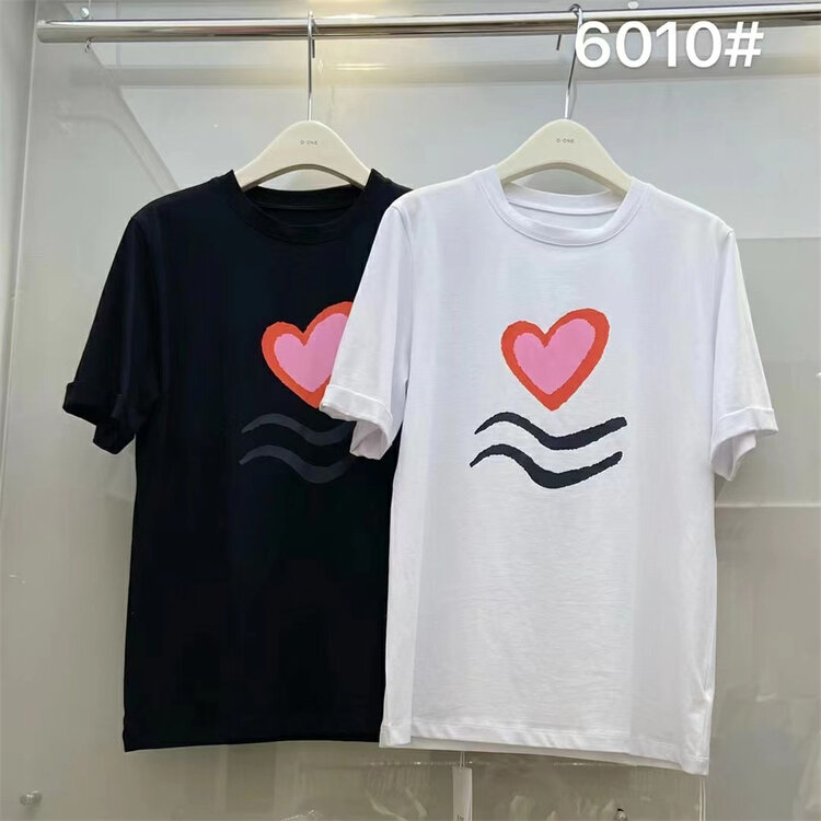 New year in early spring! [liu-y] wave love printed short sleeve T-shirt 6010# XJ