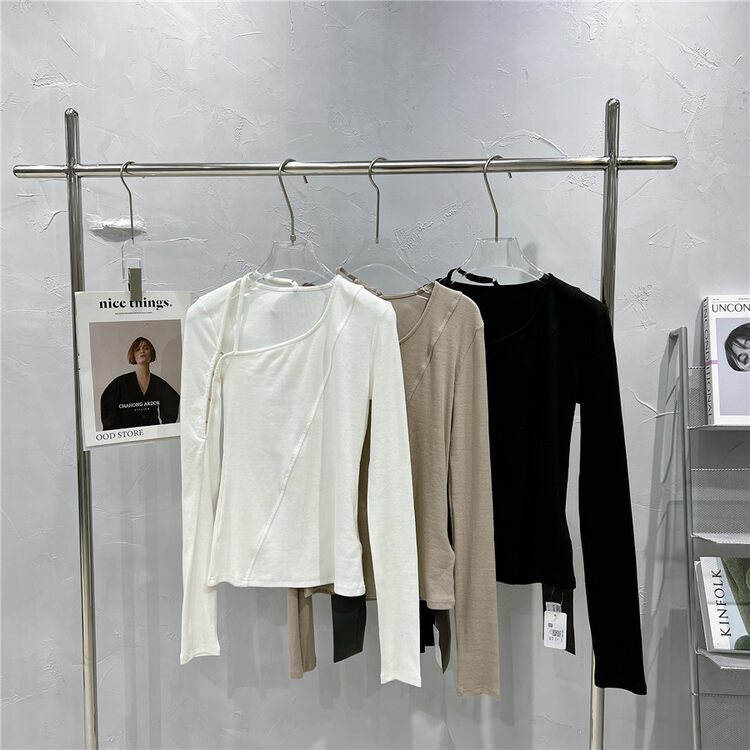 New year in early spring! [white] Korean style clean color long sleeve T-shirt 10011\xyj